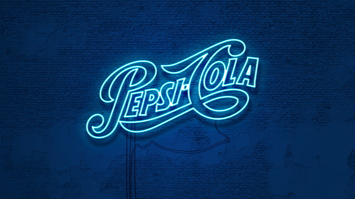 blue Pepsi-Cola neon light signage, Pepsi, neon, typography, blue, cyan, HD wallpaper