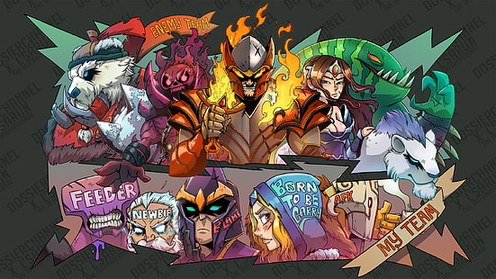 Dota, DotA 2, Crystal Maiden (DotA 2), Dragon Knight (DotA 2), Faceless Void (Dota 2), Juggernaut (Dota 2), Mirana (Dota 2), Tidehunter (DotA 2), Tusk (DotA 2),제우스 (도타 2), HD 배경 화면 HD wallpaper
