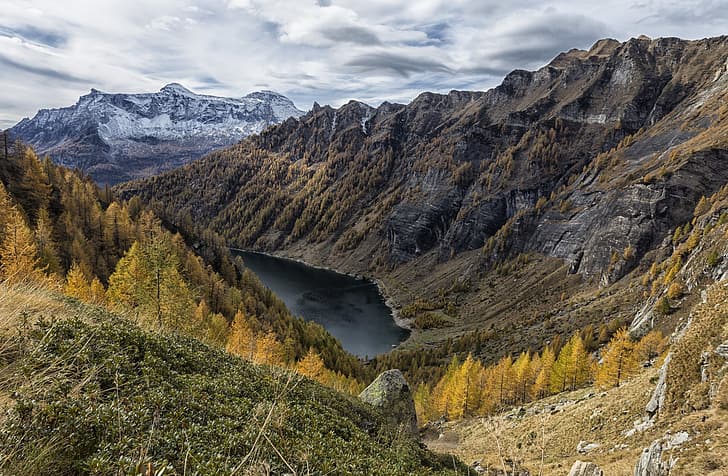 musim gugur, pegunungan, danau, ngarai, Wallpaper HD