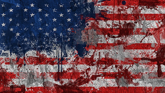 U.S.A. flag painting, usa, flag, color, texture, surface, HD wallpaper HD wallpaper