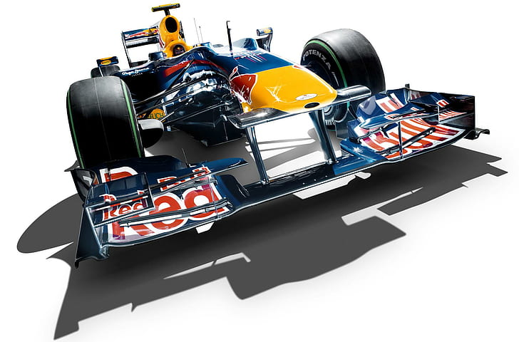 Red Bull Racing Rb6 Studio, blue and yellow redbull formula 1, vettel, racing, webber, formula 1, formula one, red bull, cars, HD wallpaper