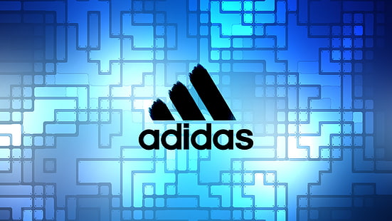 Adidas logo, blue, Adidas, HD wallpaper HD wallpaper