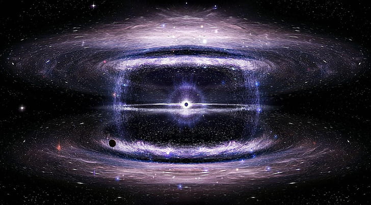 buco nero, spazio, stelle, cerchi, universo, Sfondo HD