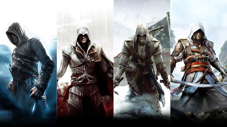 Assassin's Creed, Altair, Ezio Auditore da Firenze, Connor Kenway, Edward Kenway, Wallpaper HD