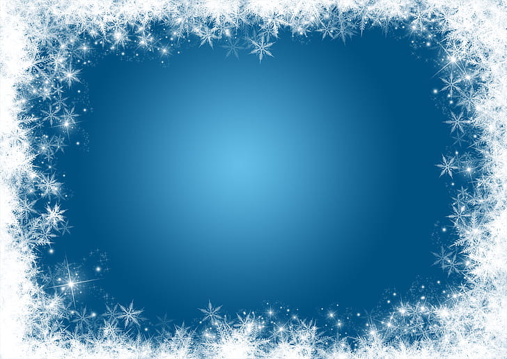 зима, снег, снежинки, фон, рождество, рамка, HD обои