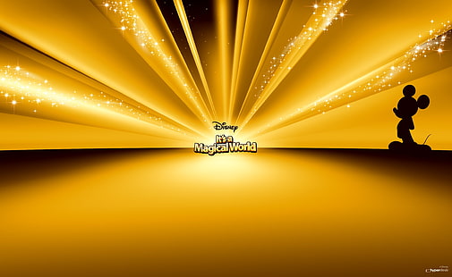 Topolino Disney oro, carta da parati digitale Disney, cartoni animati, va Disney, oro, Topolino, topo, Disney, Sfondo HD HD wallpaper
