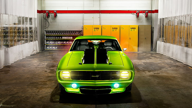 1969, Chevrolet Camaro SS, Green Monster, 4K, HD wallpaper