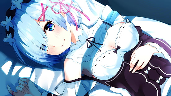 dziewczyna w fioletowo-białej topowej postaci z anime, Rem (Re: Zero), Re: Zero Kara Hajimeru Isekai Seikatsu, Tapety HD HD wallpaper