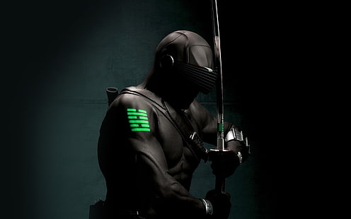 gi, joe, orm, öga, ninja, konst, mörk, hjälte, grön, HD tapet HD wallpaper