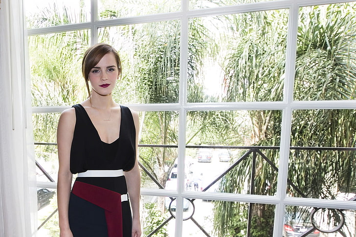 Emma Watson, emma watson, actress, look, dress, make-up, HD wallpaper