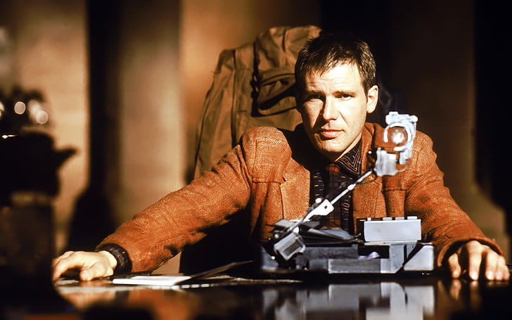 men's brown notched lapel suit jacket, movies, Bladerunner, Harrison Ford, Rick Deckard, HD wallpaper