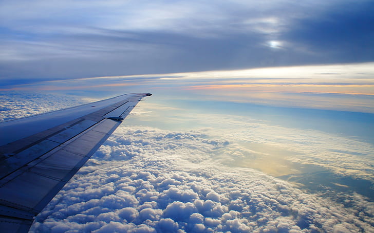 Wing Airplane Plane Sky Clouds HD, natura, nuvole, cielo, aereo, aereo, ala, Sfondo HD