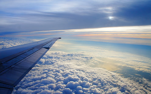 날개 비행기 비행기 하늘 구름 HD, 자연, 구름, 하늘, 비행기, 비행기, 날개, HD 배경 화면 HD wallpaper