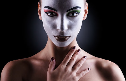 Gesicht, Frauen, Modell, Make-up, Hände, lackierte Nägel, HD-Hintergrundbild HD wallpaper
