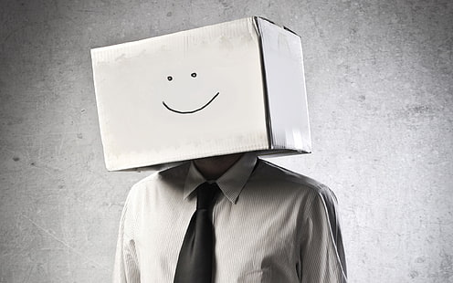 Box Smiley, white cardboard box, Funny, , smiley, box, HD wallpaper HD wallpaper