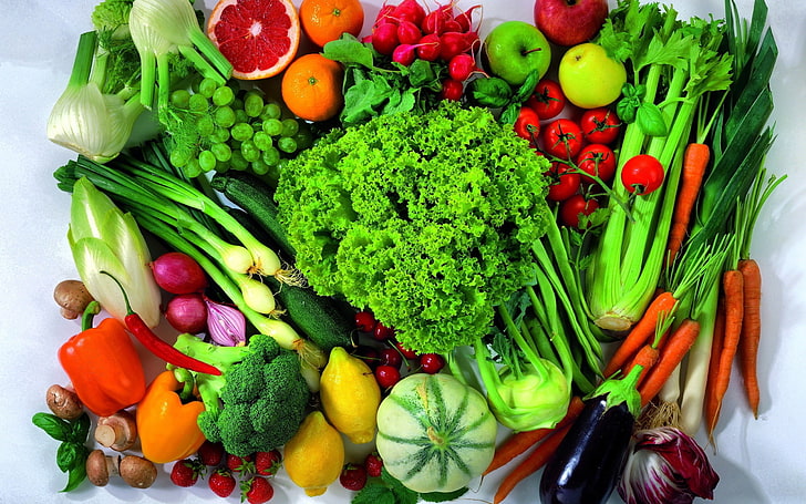 vegetables and fruits, vegetables, fruit, still life, mixed, HD wallpaper