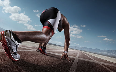 Athletics Running Track, men's black and white running shorts, Sports, Other, athletic, running, HD wallpaper HD wallpaper