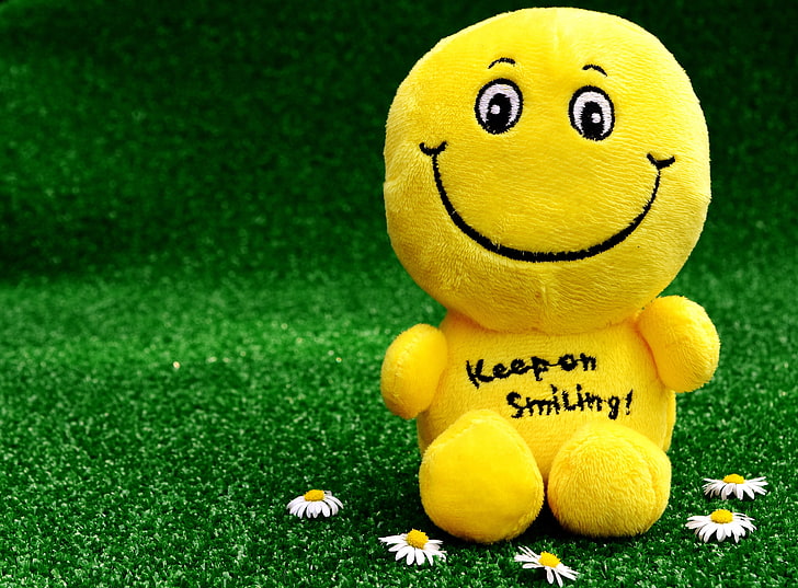 smiley emoji plush toy, smiley, happy, toy, funny, positive, Fondo de pantalla HD
