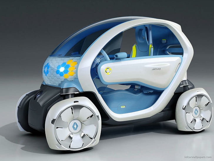 Renault Twizy ZE Concept, blue and yellow renault twizy, concept, renault, twizy, cars, HD wallpaper