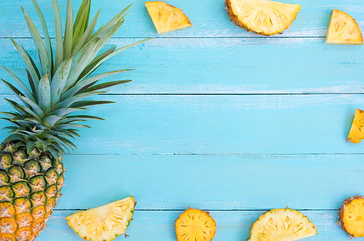 background, pineapple, slices, HD wallpaper