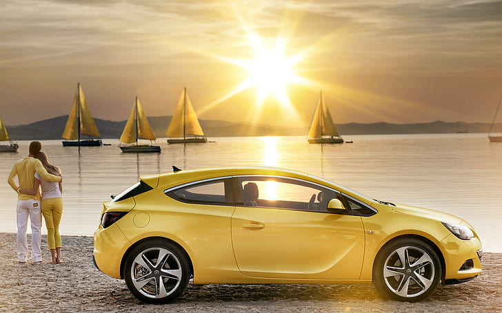 Opel Astra GTC, yellow opel astra gtc, Opel Astra, HD wallpaper
