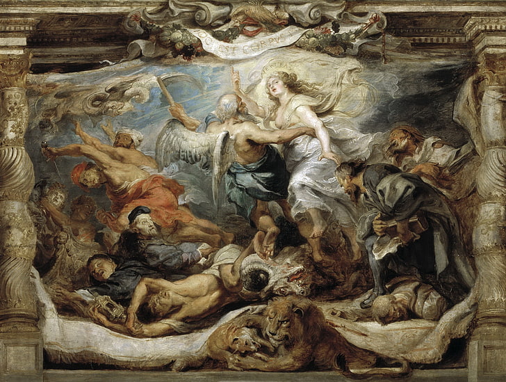 картина, Питер Пауль Рубенс, мифология, Питер Пауль Рубенс, Триумф католической истины, HD обои