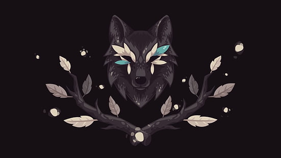 black fox illustration, wolf, black, animals, artwork, HD wallpaper HD wallpaper