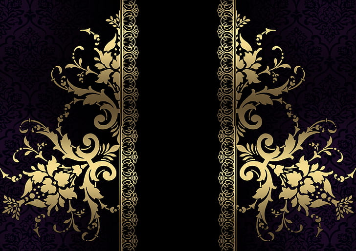 background, gold, pattern, black, texture, ornament, HD wallpaper