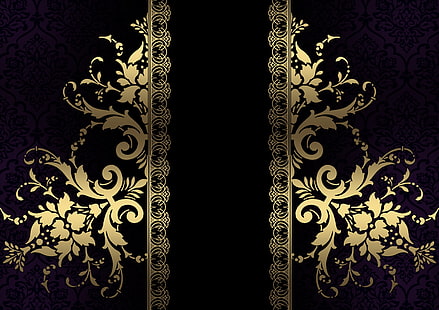 latar belakang, emas, pola, hitam, tekstur, ornamen, Wallpaper HD HD wallpaper