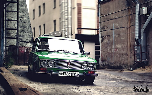 auto verde, auto, auto d'epoca, macchine russe, LADA, VAZ, LADA 2106, VAZ 2106, Lada 1500, Sfondo HD HD wallpaper