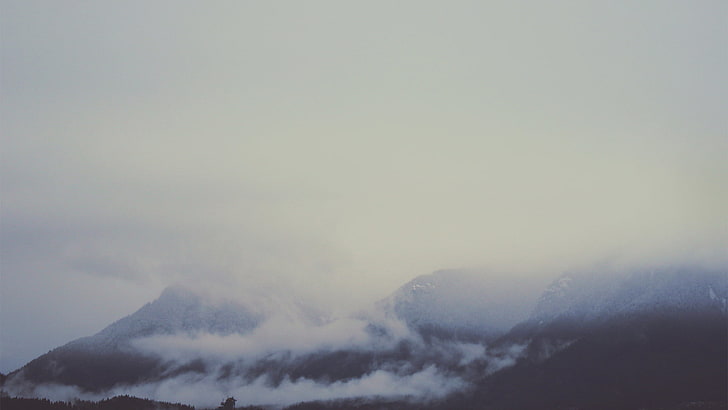 białe chmury, mgła, przyroda, góry, krajobraz, Tapety HD