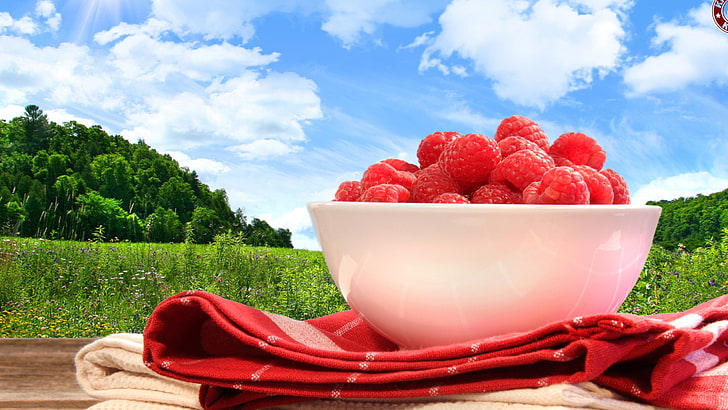 food, raspberries, fruit, macro, HD wallpaper