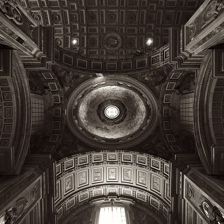 Basilica Papale Di San Pietro In Vaticano, arkitektur, svartvitt, italien, nikon, nikonafnikkor14mmf / 2.8ded, nikond700, fotografi, religiös, romeitaly, sepiatone, vatikans, HD tapet