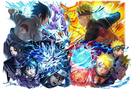 Naruto, Chidori (Naruto), Naruto Uzumaki, Rasengan (Naruto), Sasuke Uchiha, HD tapet HD wallpaper