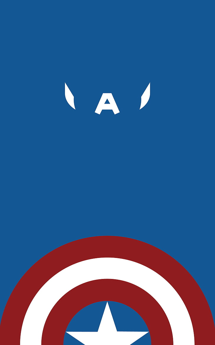 Distintivo di Capitan America, minimalismo, visualizzazione verticale, Capitan America, fumetti Marvel, supereroi, Sfondo HD, sfondo telefono