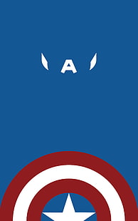 Insignia del Capitán América, minimalismo, exhibición de retratos, Capitán América, Marvel Comics, superhéroe, Fondo de pantalla HD HD wallpaper