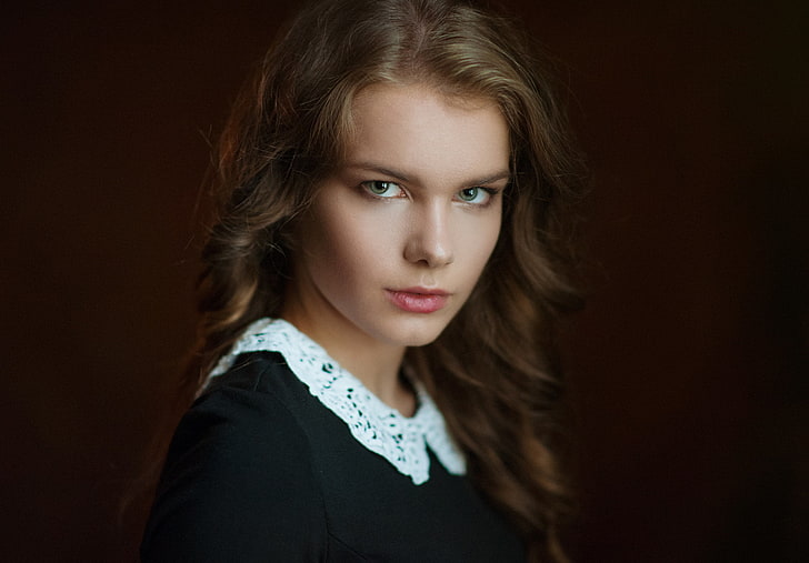 mujeres, Maxim Maximov, retrato, fondo simple, cara, rubia, Fondo de pantalla HD
