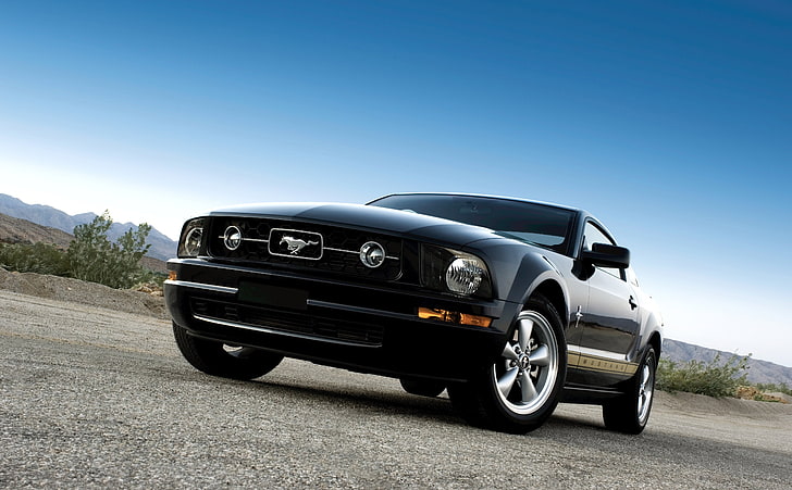 Ford Mustang Black, svart Ford Mustang bil, Bilar, Ford, Black, Mustang, HD tapet