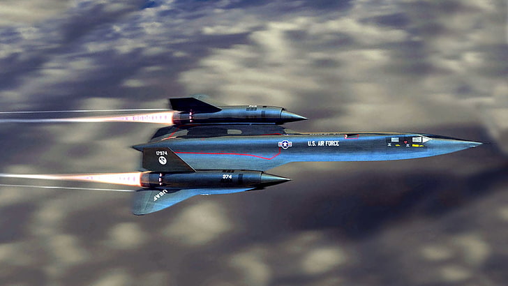 blue fighter jet digital wallpaper, Military Aircrafts, Aircraft, Lockheed SR-71 Blackbird, HD wallpaper
