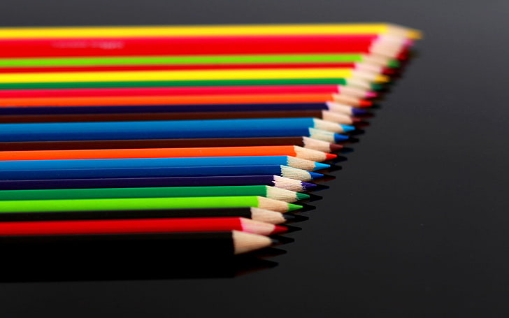 колекция моливи от различни цветове, абстракт, боке, цвят, макро, модел, молив, HD тапет
