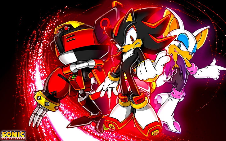 Sonic, Sonic Heroes, E-123 Omega, Rouge the Bat und Shadow the Hedgehog, HD-Hintergrundbild