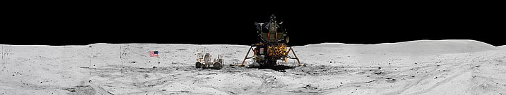 veicolo spaziale sulla luna, spazio, NASA, terra, luna, Apollo, America del Nord, Rover, tuta spaziale, pietra, nero, bianco, Sfondo HD