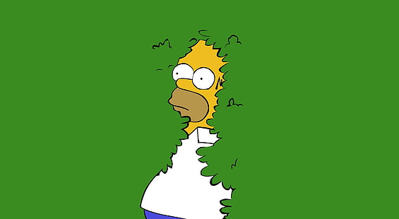 Homer Wall, Homer Simpson illustration, Cartoni animati, The Simpsons, homer, simpsons, divertente, homero, los simpsons, escondiendose, cartone animato, greenwall, Sfondo HD HD wallpaper