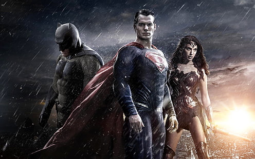วอลเปเปอร์ Superman, Wonder Woman และ Batman, Superman, Batman, Batman V Superman: Dawn Of Justice, Wonder Woman, วอลล์เปเปอร์ HD HD wallpaper