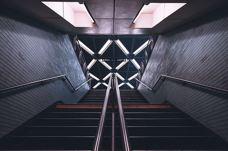 Tim Gaweco, architecture, subway, stairs, HD wallpaper