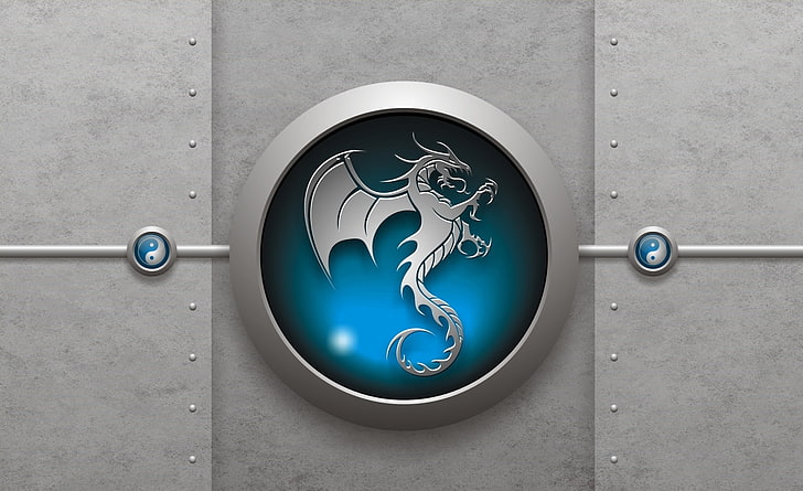 Tribal Dragon Blue, gray dragon logo, Artistic, 3D, Blue, Dragon, Tribal, HD wallpaper