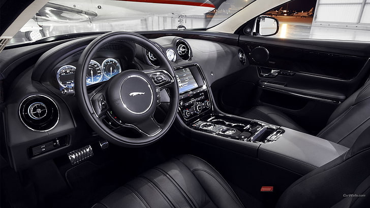 Jaguar XJ, интерьер автомобиля, суперкар, средство передвижения, Jaguar, HD обои