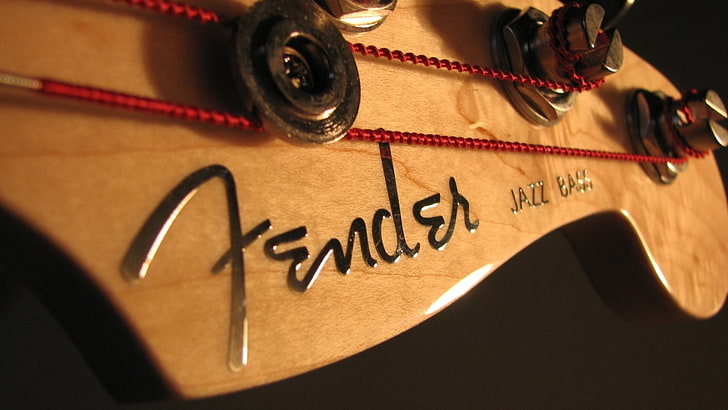 коричневая деревянная гитара Fender, Fender, бас-гитара, музыкальный инструмент, HD обои