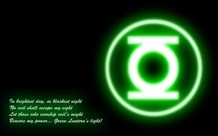 gröna LED-lampor med textöverlägg, citat, text, Green Lantern, HD tapet