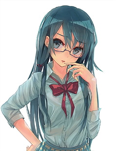 аниме, аниме девушки, Yahari Ore no Seishun Love Comedy wa Machigatteiru, Юкиносита Юкино, длинные волосы, очки, HD обои HD wallpaper